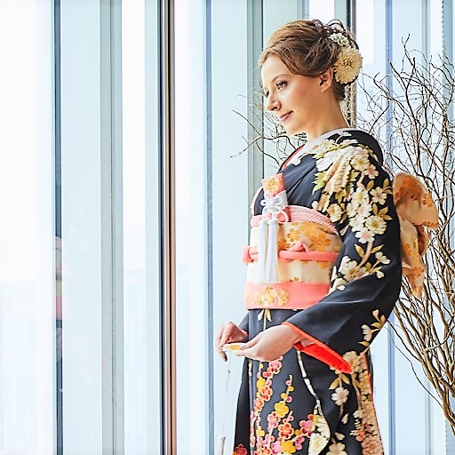 Ceremony at shrine with Japanese traditional clothes.